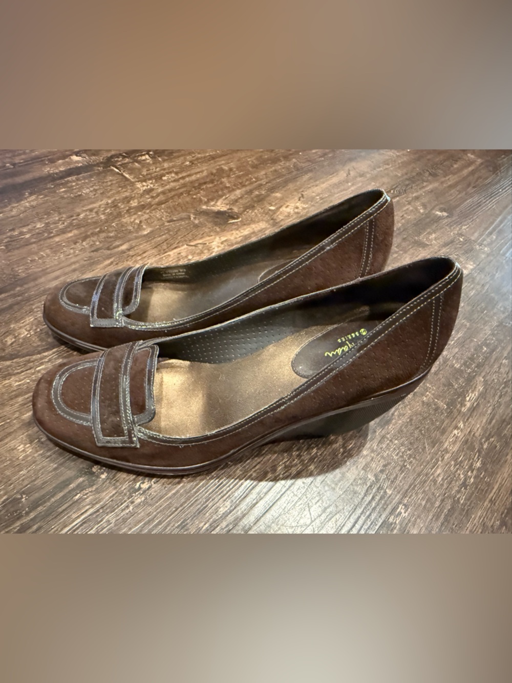Cole Haan brown suede loafer wedge heels, featuring Nike Air technology, 9.5 - Picture 2 of 8